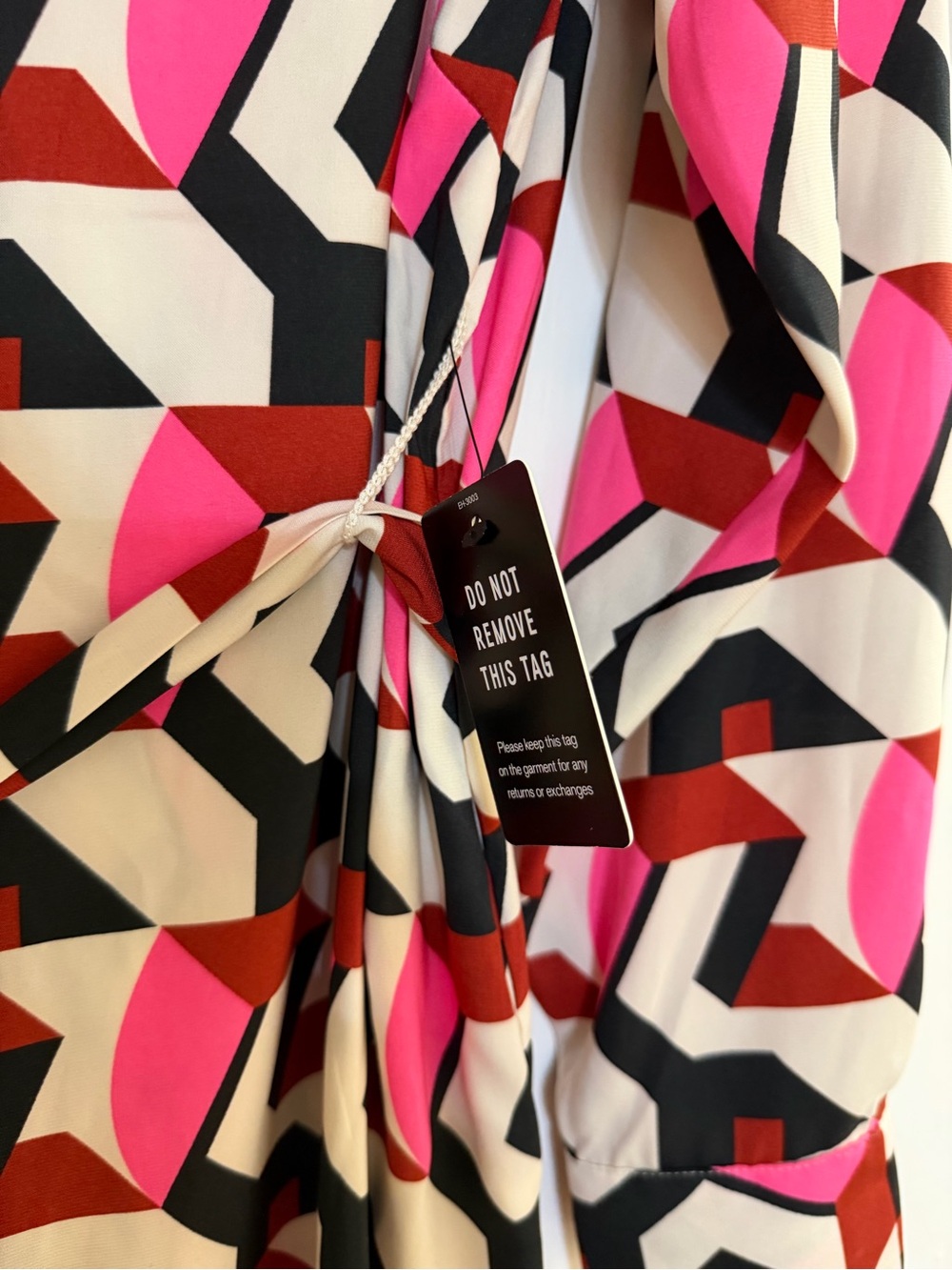 Express Geometric Print Shirt Dress in Pink, Black & White - Picture 5 of 5